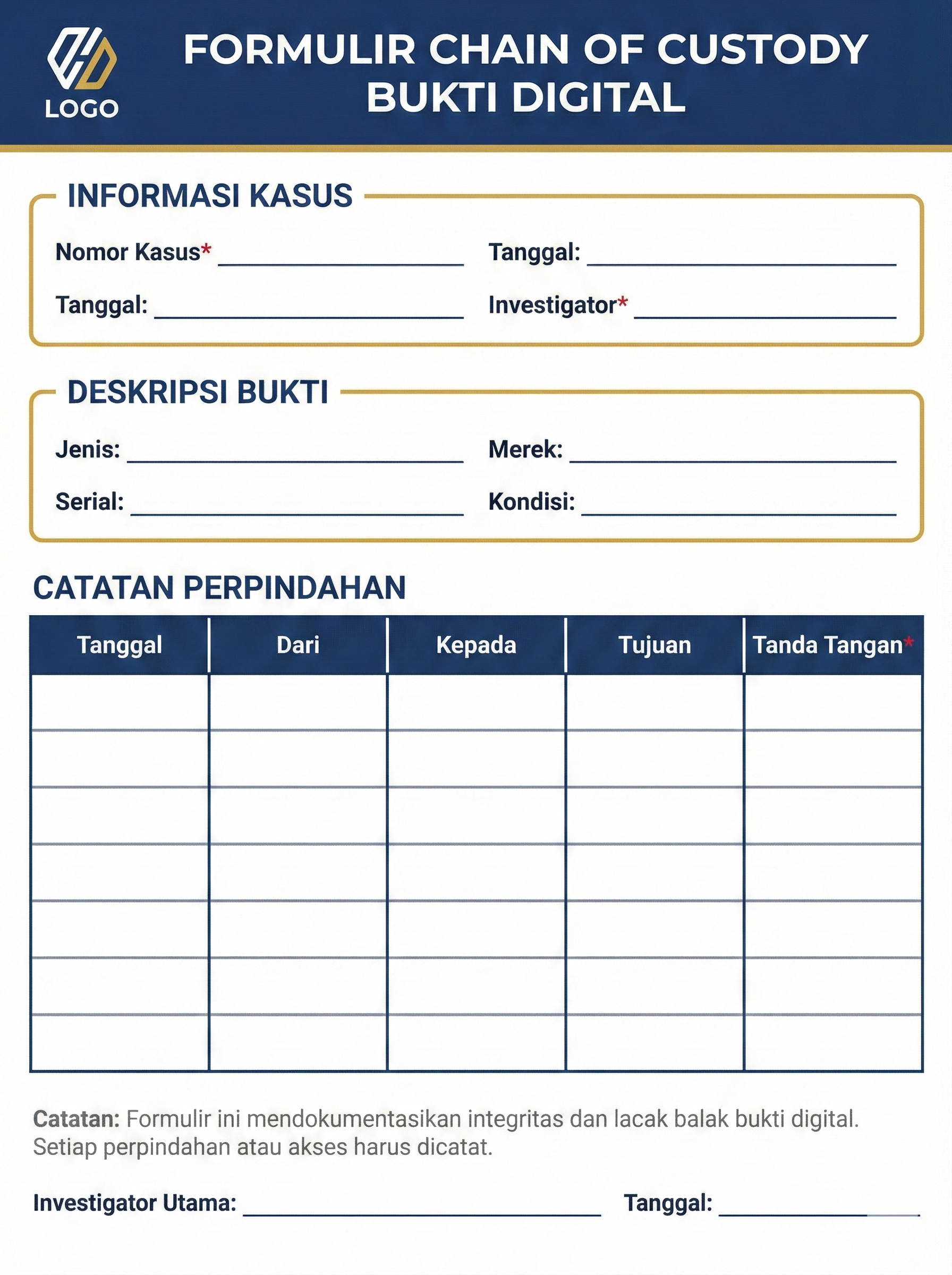 Chain of Custody Form
